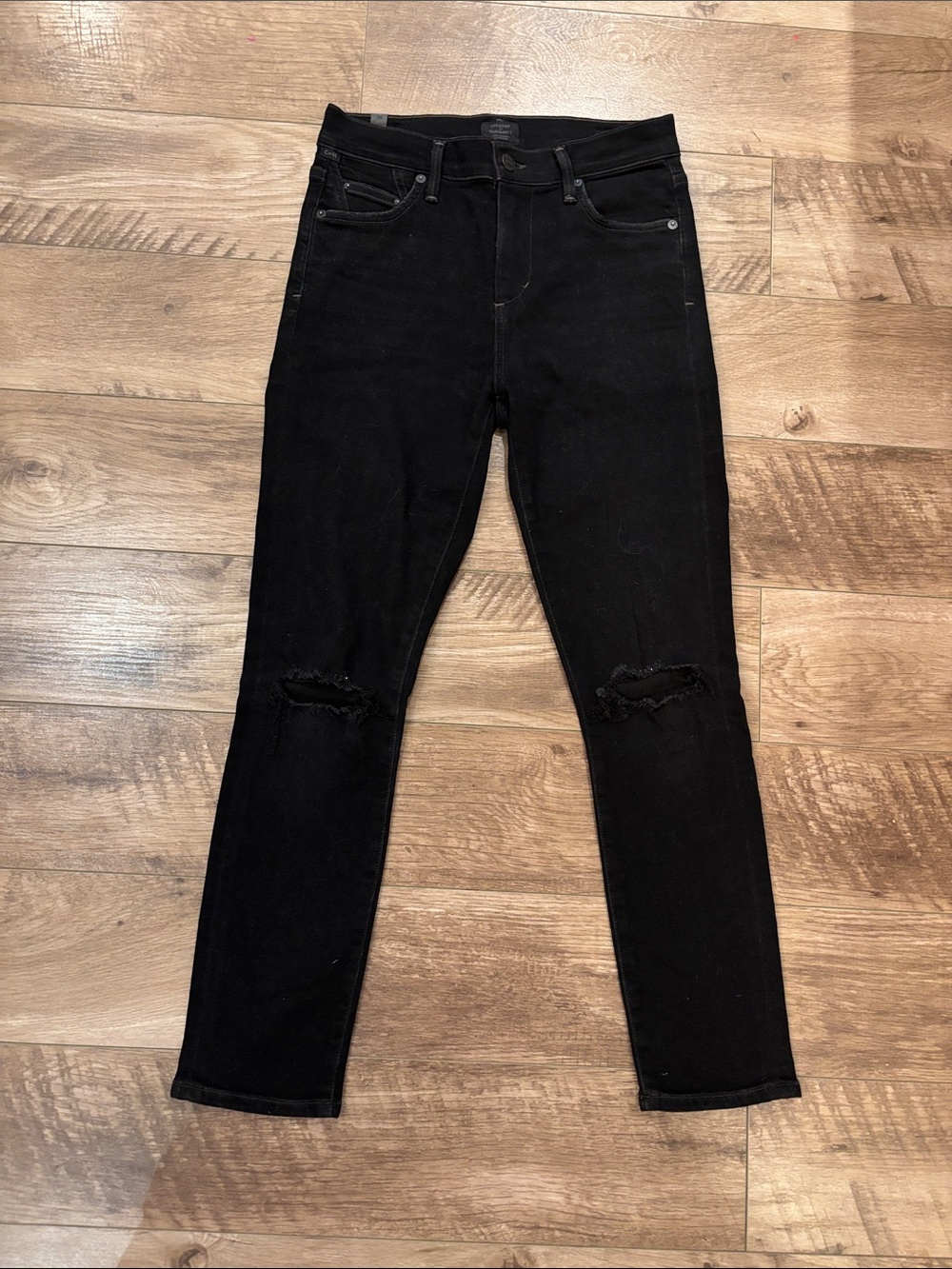 Citizens Rocket Crop high rise Black Skinny Jeans with Knee Rips